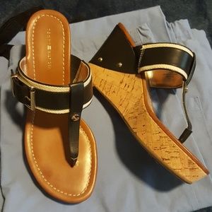 Tommy Hilfiger Black and cork sandals